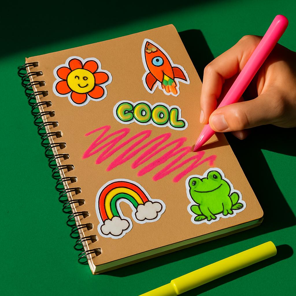 Dessin de couverture coquin sur cahier de dessin d'arts plastiques.